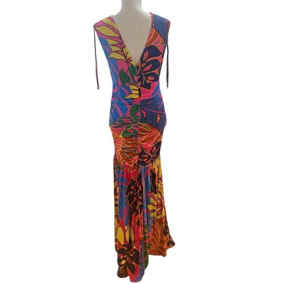 Derhy Rene Deep V-Neck Patterned Maxi Dress Size S - Picture 8 of 9